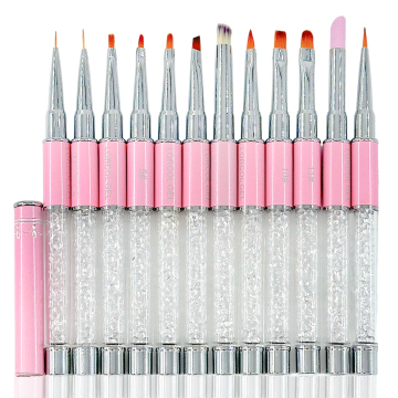 12pcs Kolinsky Acrylic Nail Brush Set - Professional Nail Art Paint Brush Liner Kit
