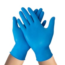 Guantes de nitrilo desechables sin polvo médico con azul