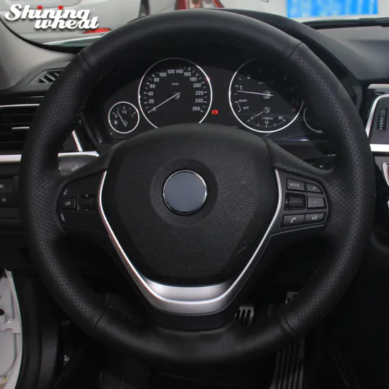 Shining wheat Black Artificial Leather Car Steering Wheel Cover for BMW F30 320i 328i 320d F20