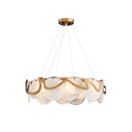 Luxury Gold Round Pendant Lamp Chandeliers: High-Quality Glass Lighting