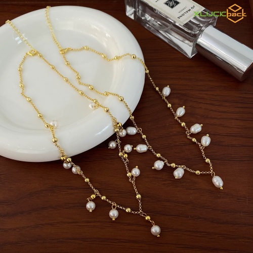 18k Gold Plated Stainless Steel Real Pearl Necklace