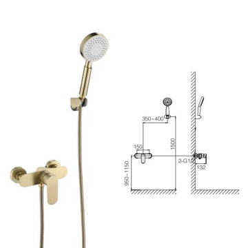 Gold Wall mounted hand shower na may spout faucet