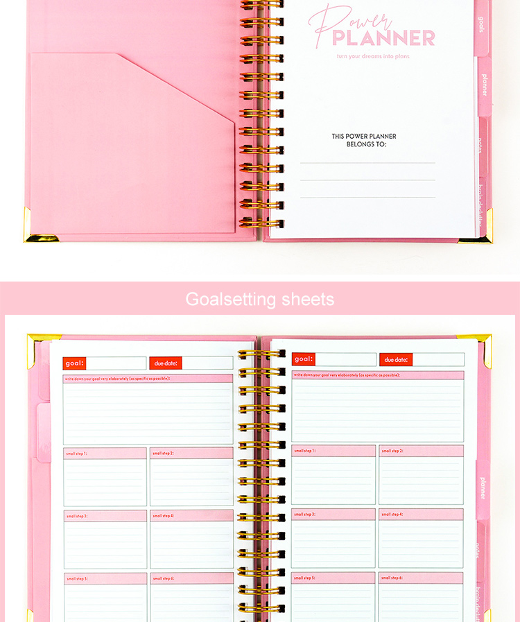 Office Supplier Custom Printing Agendas logo Note Book Organizer Diary Journal Diary Daily Planner for Gift