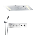 Stainless Steel LED concealed thermostatic ceiling mounted waterfall rain shower head