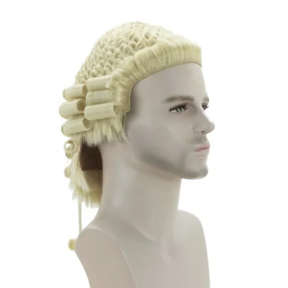 Aishili Handmade Barrister Wig Synthetic hair Magistrate's Mullet Lawyer judge Wig for Formal Use in Court and Costume