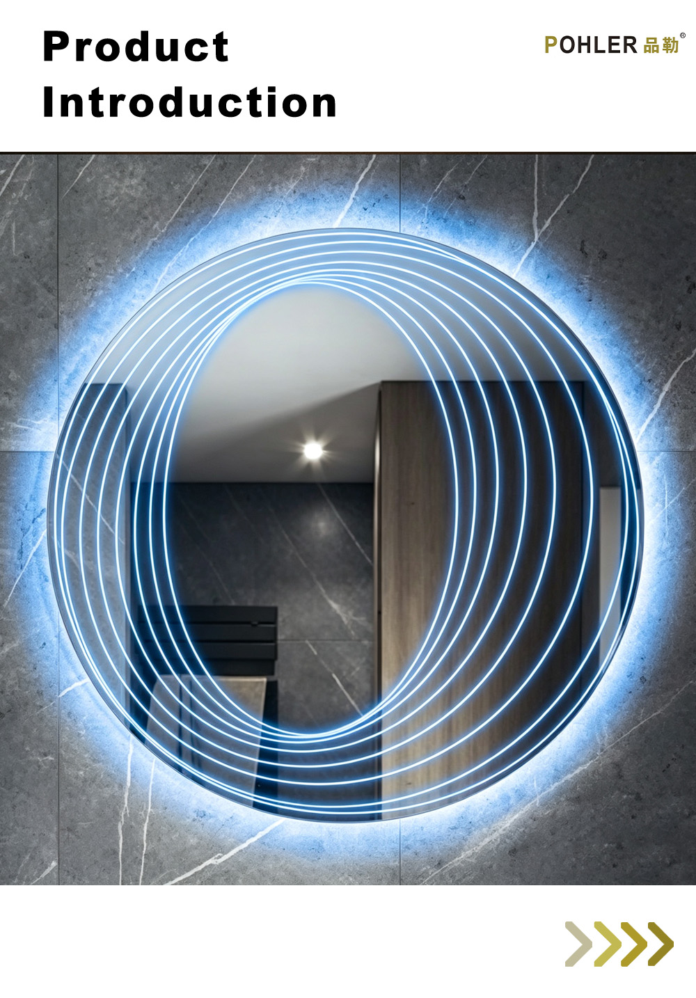 D008 Round Swirl LED Bathroom Mirror X