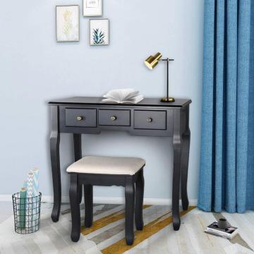 Makeup Dressing Table and Cushioned Stool Set