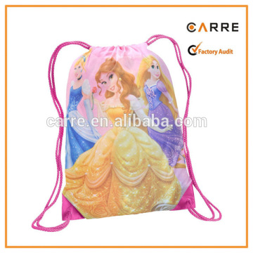 nice girls promotional Princess printing drawstring bag kids
