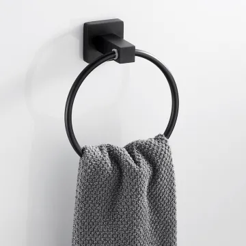 Black Towel Holder Ring Round Wall Mounted Bathing Towel Rack Stainless Steel Kitchen Bathroom Accessories