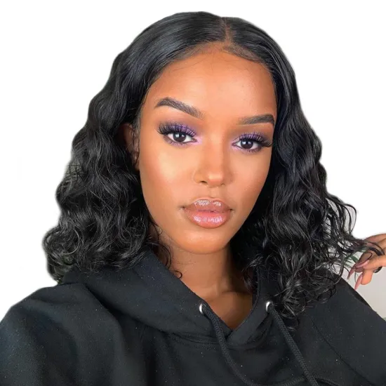 Brazilian Hairs Wigs Water Wave Bob Human Hair Lace Front Wigs Cuticle Aligned Unprocessed Human Hair Bob Wigs