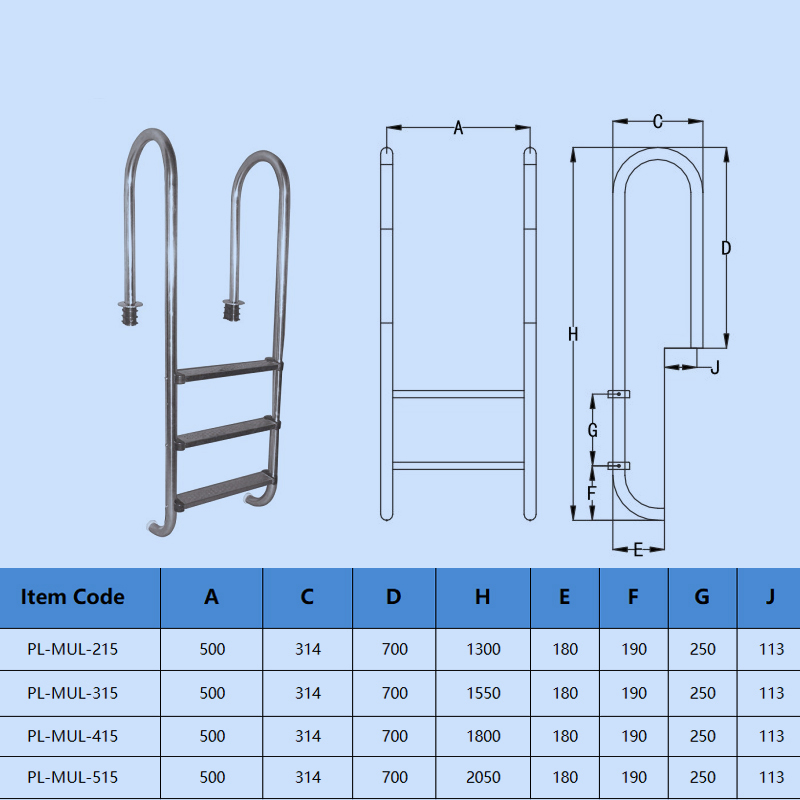 Stainless Steel 304 Swimbad Outdoor Safety Safety Handrail