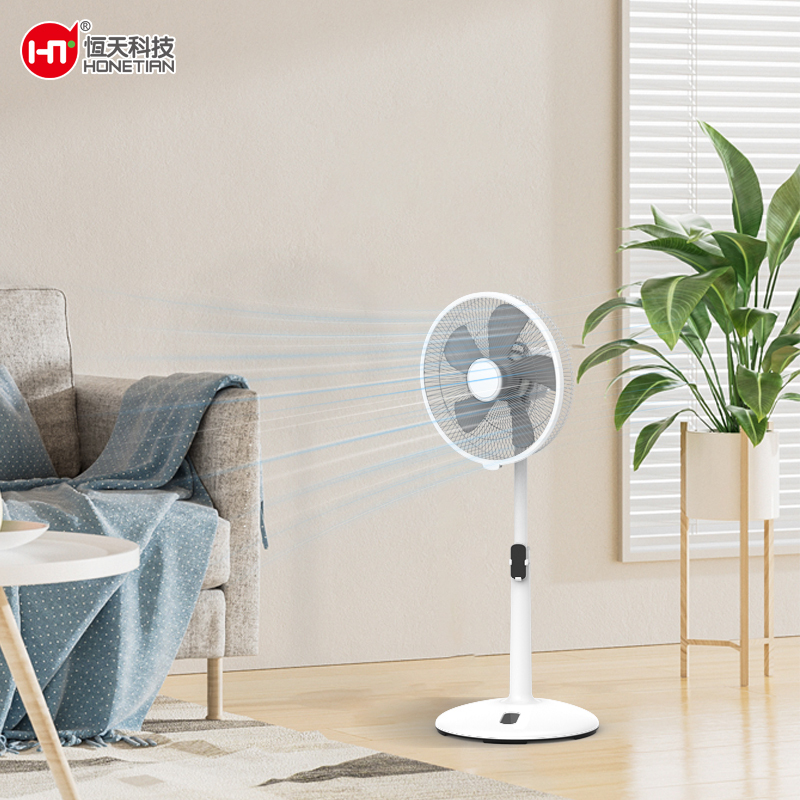 HONETIAN remote control LED display adjustable height 8 speeds 4 modes 9 timer 14 inches DC custom colors plastics pedstal fan