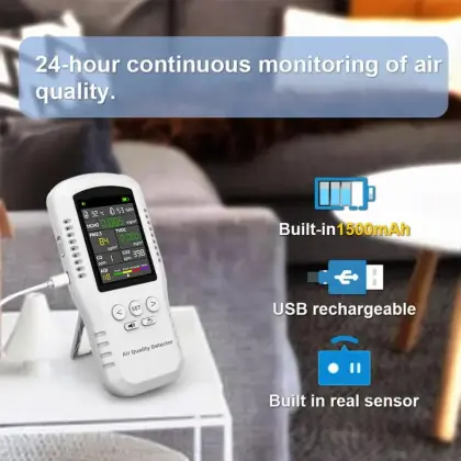 Wireless Portable CO2 Detector: Temperature, Humidity & Air Quality Monitor