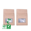 Flat bottom compostable coffee bag with valve