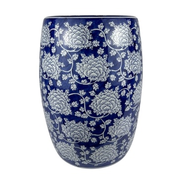 Jingdezhen Blue and White Porcelain Lotus Pattern Drum Stool
