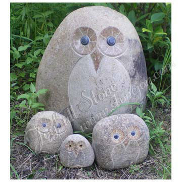 Natural Stone Owl Sculpture