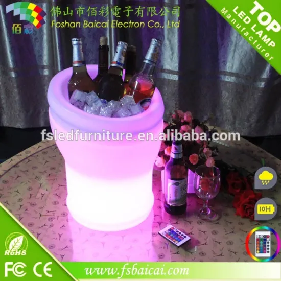 Long time work plastic waterproof glow led ice bucket for bar/nightclub