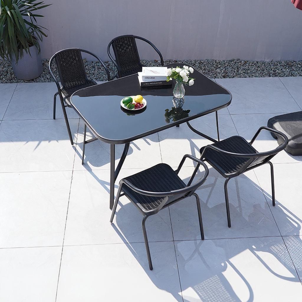 Black Glass Folding Table