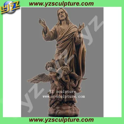 Jesus and two little angel brass statue