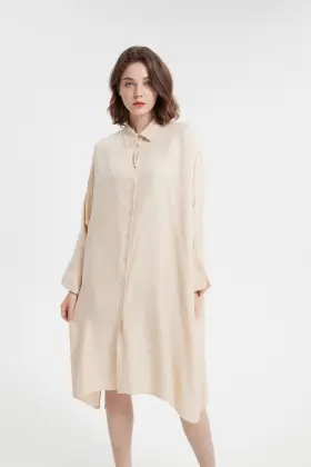 Lady Casual Dress with Asymmetric Hem