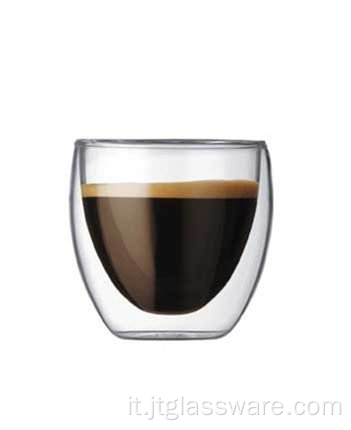 Tazza in vetro trasparente a doppia parete in vetro borosilicato