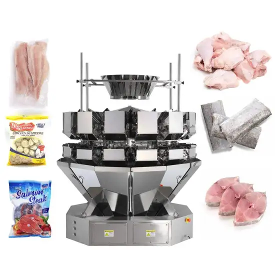 14 Heads Frozen Food Multihead Hairtail Fish Weighing Scale Machine (500-2000g)