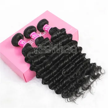 Double Weft Deep Wave Extension Bundles Mink Brazilian Human Hair Full Bouncy Deep Curls Brazilian Hair Weave Bundle Extensions