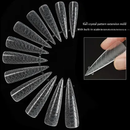 Miukiula 3D Snake Pattern Stiletto Nail Tips - Extra Long Dual Form