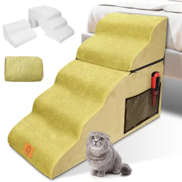 Removable Portable Dog Stairs with High Density Sponge for Large Dogs and Cats - 5 Steps