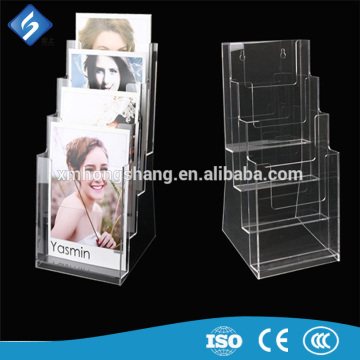 Wall Mount 4 Tier Acrylic Stairs Magazine / Brochure Display Rack in the Hall