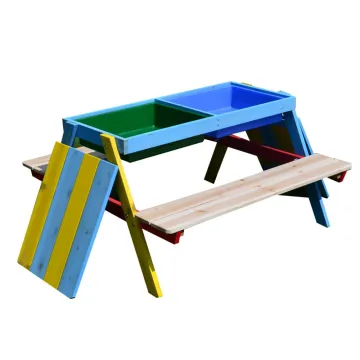Unisex Children's Outdoor Play Wooden Sand and Water Picnic Table Sandbox