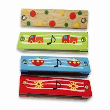 10.5 x 2.8cm Harmonica Toy, Made of Solid Wood or Bamboo