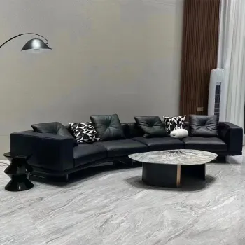 MOYI Modern Large Sectional Couch Set: Corner Metal Leather and Fabric Sofa for Living Room Furniture