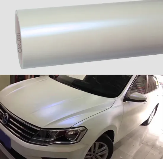 pearl white matte blue car wrap vinyl