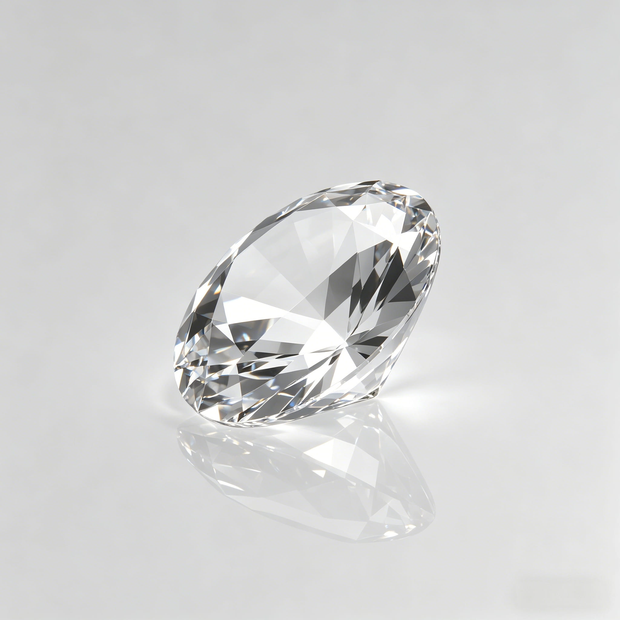 Berlian oval dari abu atau batu lepas dengan tampilan atas rambut