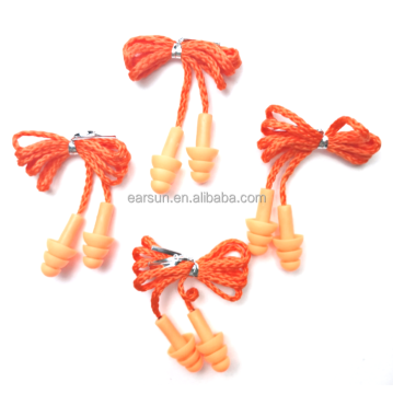 Waterproof Noise Reduction Reusable Silicone Ear Plugs with Cotton Cord - Free Shipping in Box Package