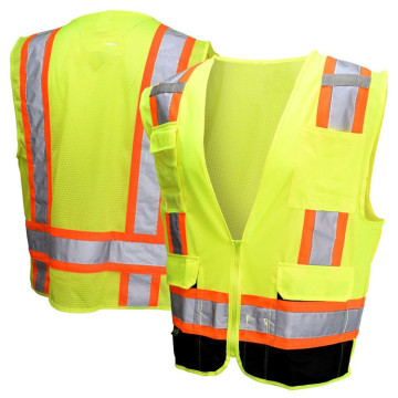 Knitted fabric hiviz safety reflective vest