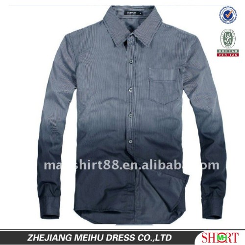 2016 latest omber stripes 100% cotton slim fit casual shirt for men