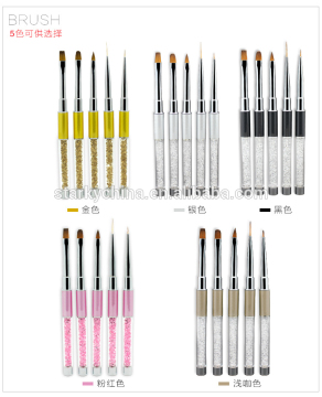 Popular Detachable UV Gel Acrylic Nail Art Brushes Painting Crystal Pen Tool Set