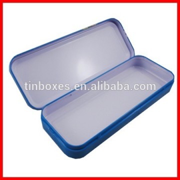 high quality metal hot packing tin pen box with hinge