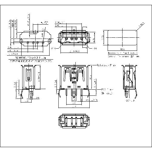 UAFS12 12-USB A FEMALE VERTICAL DIP 3PEGS,SHORT BODY 10.5MM 