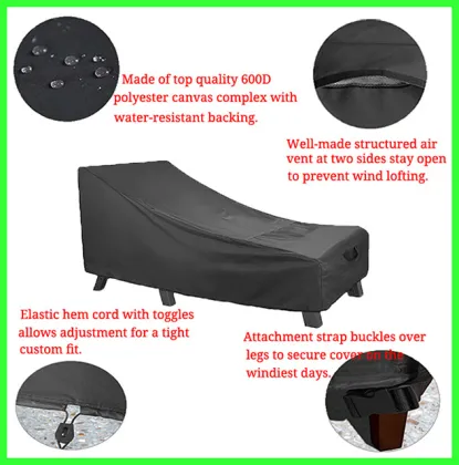 600D Waterproof Custom Size Terrace, Garden, Balcony Chaise Lounge Cover - Durable Outdoor Lounge Chair Protection