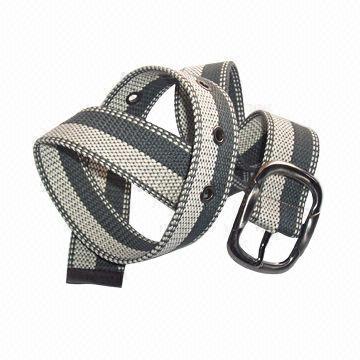 3.8cm Canvas Belt, Made of Striped Woven Webbing