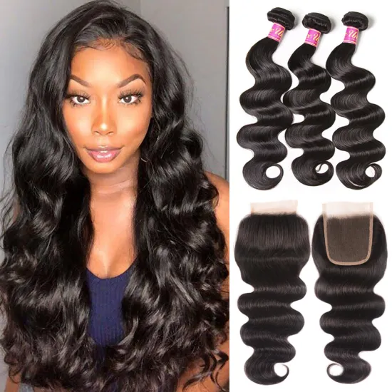 Body Wave Bundles With 5X5 HD Lace Closure Human Hair Bundles With 4*4 Lace Closure 8-30" Brazilian Hair Weave Bundle
