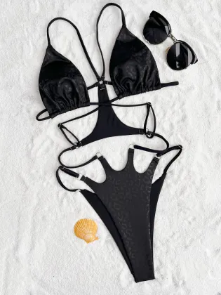 Custom Logo New Print Women's One Piece Swimsuit - Backless Beach Swimwear