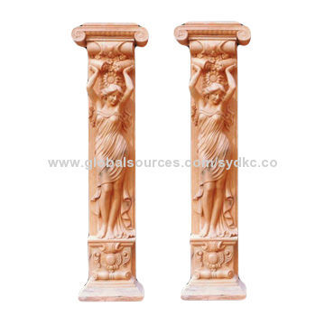 8ft natural stone figure decorative pillars, made of natural marble