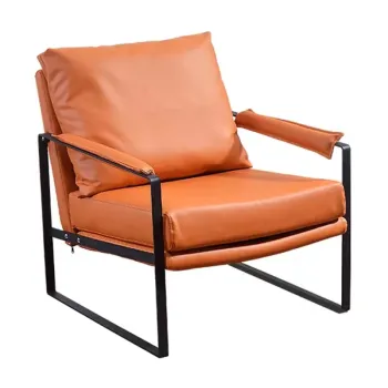 Light weight leather sofa with solid armrests