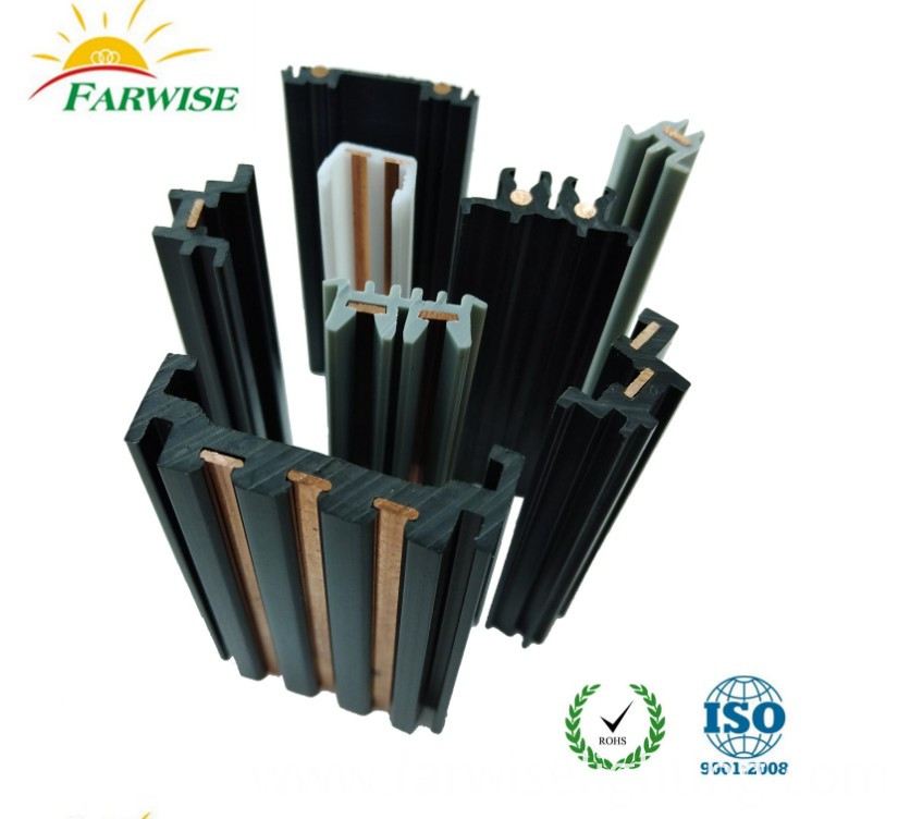 custom Brand new PVC plastic tape and good quality cooper conductive core co-extrusion profile for track light rail system