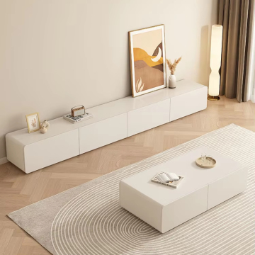 Simple Modern Nordic Cream Wood TV Cabinet & Coffee Table Combination