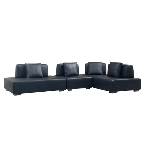 Sofa Kulit Hitam Itali untuk Ruang Tamu Vila